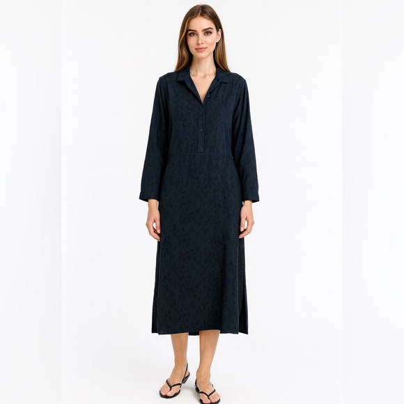 CP Shades black Embroidered Textured Floral midi dress - Picture 1 of 12